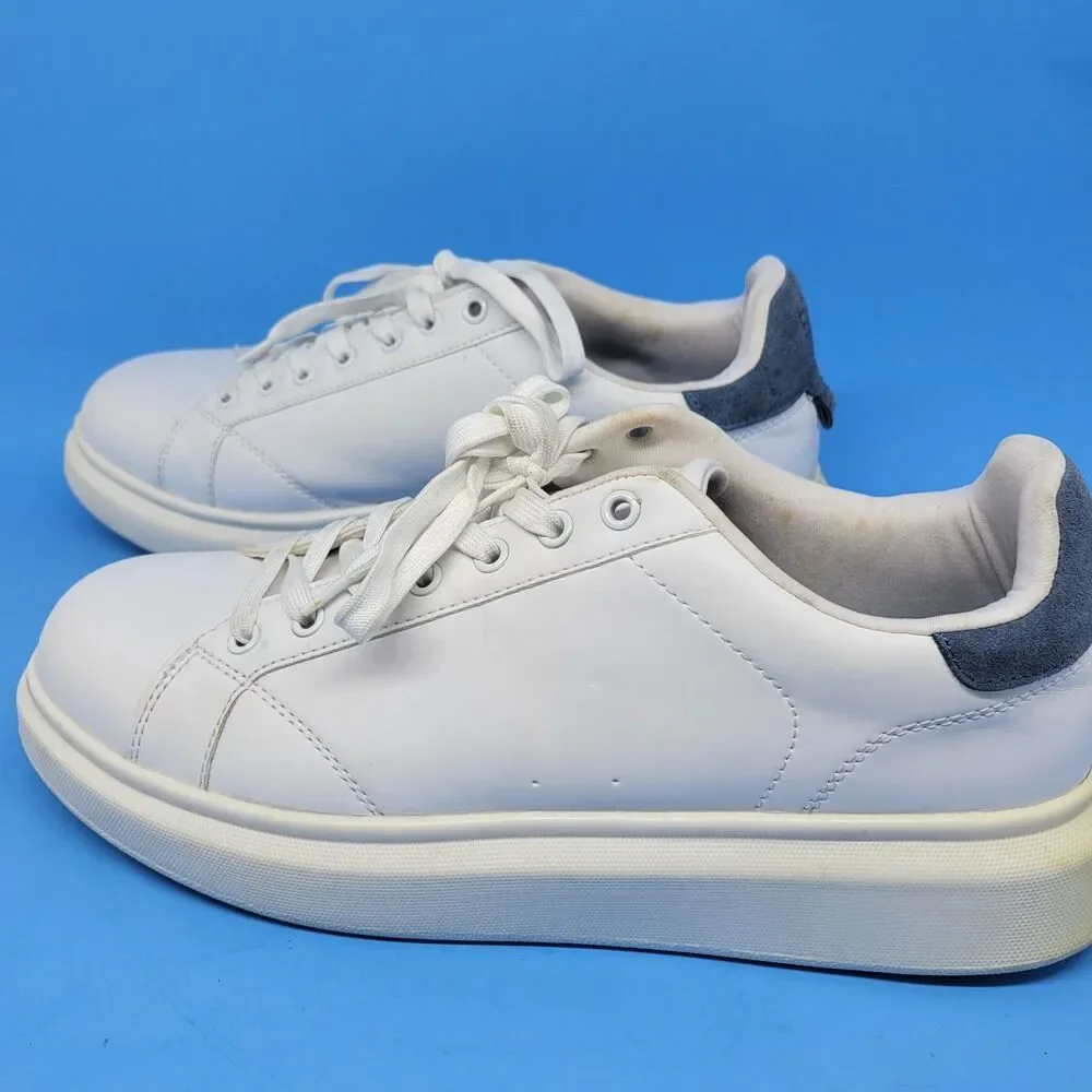 Pull & Bear White Leather Sport Trainer Men's Sz 10 EUR 43 Pre-Owned Sneaker